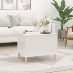 Tavolino Salotto Bianco Lucido 60x44,5x45 cm Legno Multistrato