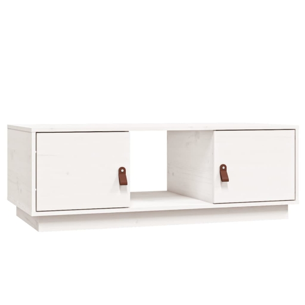 Tavolino da Salotto Bianco 100x50x35 cm Legno Massello di Pino