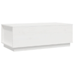 Tavolino da Salotto Bianco 100x50x35 cm Legno Massello di Pino