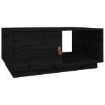 Tavolino da Salotto Nero 80x50x35,5cm in Legno Massello di Pino