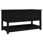 Tavolino da Salotto Nero 102x49x55 cm in Legno Massello di Pino