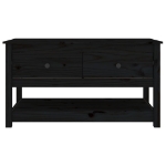 Tavolino da Salotto Nero 102x49x55 cm in Legno Massello di Pino