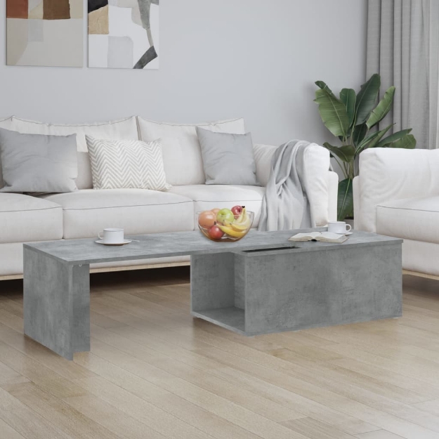 Tavolino Salotto Grigio Cemento 150x50x35 cm Legno Multistrato