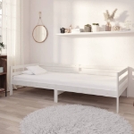 Divano Letto con Cassetti 90x200 cm Bianco in Massello di Pino