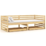 Divano Letto con Cassetti 90x200 cm Legno Massello di Pino