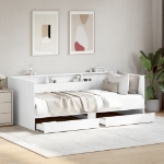 Divano Letto con Cassetti senza Materasso Bianco 75x190 cm