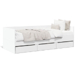 Divano Letto con Cassetti senza Materasso Bianco 75x190 cm