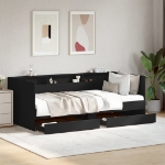 Divano Letto con Cassetti senza Materasso Nero 75x190 cm