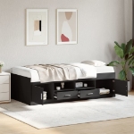 Divano Letto con Cassetti senza Materasso Nero 75x190 cm