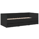 Divano Letto con Cassetti senza Materasso Nero 90x190 cm