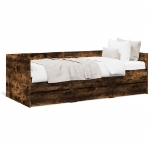 Divano Letto con Cassetti senza Materasso Rovere Fumo 90x190 cm