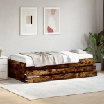 Divano Letto con Cassetti senza Materasso Rovere Fumo 90x190 cm