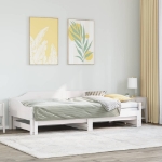 Divano Letto con Letto Estraibile Bianco 80x200cm Massello Pino