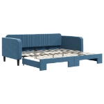 Divano Letto con Letto Estraibile Blu 100x200 cm in Velluto