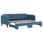 Divano Letto con Letto Estraibile Blu 90x200 cm in Velluto