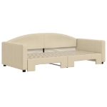 Divano Letto con Letto Estraibile Crema 100x200 cm in Tessuto