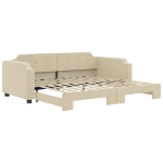 Divano Letto con Letto Estraibile Crema 80x200 cm Tessuto