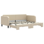 Divano Letto con Letto Estraibile Crema 90x200 cm in Tessuto