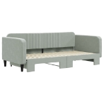 Divano Letto con Letto Estraibile Grigio Chiaro 100x200 Velluto