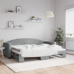 Divano Letto con Letto Estraibile Grigio Chiaro 80x200 Tessuto