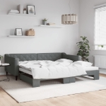 Divano Letto con Letto Estraibile Grigio Scuro 100x200 Tessuto