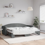 Divano Letto con Letto Estraibile Grigio Scuro 80x200 Tessuto