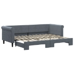 Divano Letto con Letto Estraibile Grigio Scuro 80x200cm Velluto