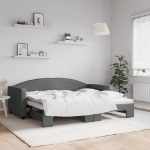 Divano Letto con Letto Estraibile Grigio Scuro 90x190cm Tessuto