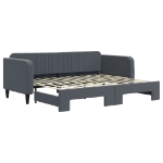 Divano Letto con Letto Estraibile Grigio Scuro 90x200cm Velluto