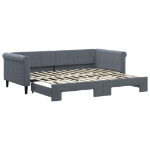 Divano Letto con Letto Estraibile Grigio Scuro 90x200cm Velluto