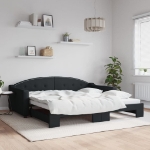 Divano Letto con Letto Estraibile Nero 100x200 cm in Tessuto