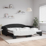 Divano Letto con Letto Estraibile Nero 100x200 cm in Tessuto