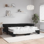 Divano Letto con Letto Estraibile Nero 80x200 cm in Velluto