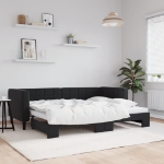 Divano Letto con Letto Estraibile Nero 80x200 cm in Velluto