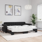 Divano Letto con Letto Estraibile Nero 80x200 cm in Velluto