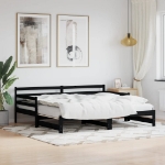 Divano Letto con Letto Estraibile Nero 80x200cm Massello Pino