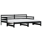 Divano Letto con Letto Estraibile Nero 90x190cm Massello Pino