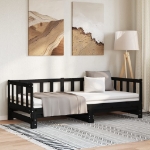 Divano Letto con Letto Estraibile Nero 90x190cm Massello Pino