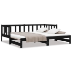 Divano Letto con Letto Estraibile Nero 90x190cm Massello Pino