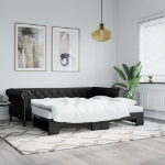 Divano Letto con Letto Estraibile Nero 90x200 cm in Similpelle