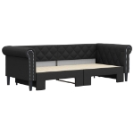 Divano Letto con Letto Estraibile Nero 90x200 cm in Similpelle