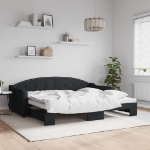 Divano Letto con Letto Estraibile Nero 90x200 cm in Tessuto