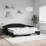 Divano Letto con Letto Estraibile Nero 90x200 cm in Velluto