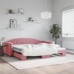 Divano Letto con Letto Estraibile Rosa 100x200 cm in Velluto