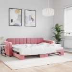 Divano Letto con Letto Estraibile Rosa 80x200 cm in Velluto