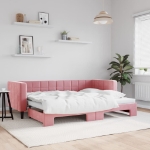 Divano Letto con Letto Estraibile Rosa 80x200 cm in Velluto