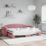 Divano Letto con Letto Estraibile Rosa 80x200 cm in Velluto