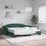 Divano Letto con Letto Estraibile Verde Scuro 100x200cm Velluto