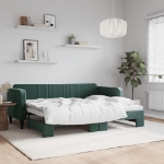 Divano Letto con Letto Estraibile Verde Scuro 80x200cm Velluto