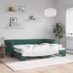 Divano Letto con Letto Estraibile Verde Scuro 80x200cm Velluto